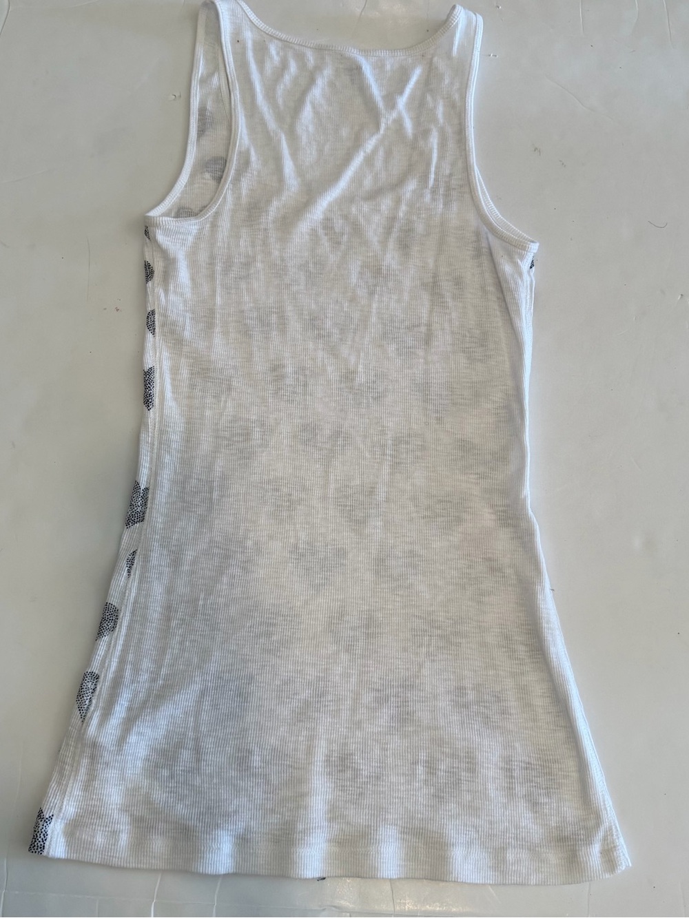 Express Vintage Sexy Basic White Tank Top with Black Heart Dot Print - Picture 3 of 4